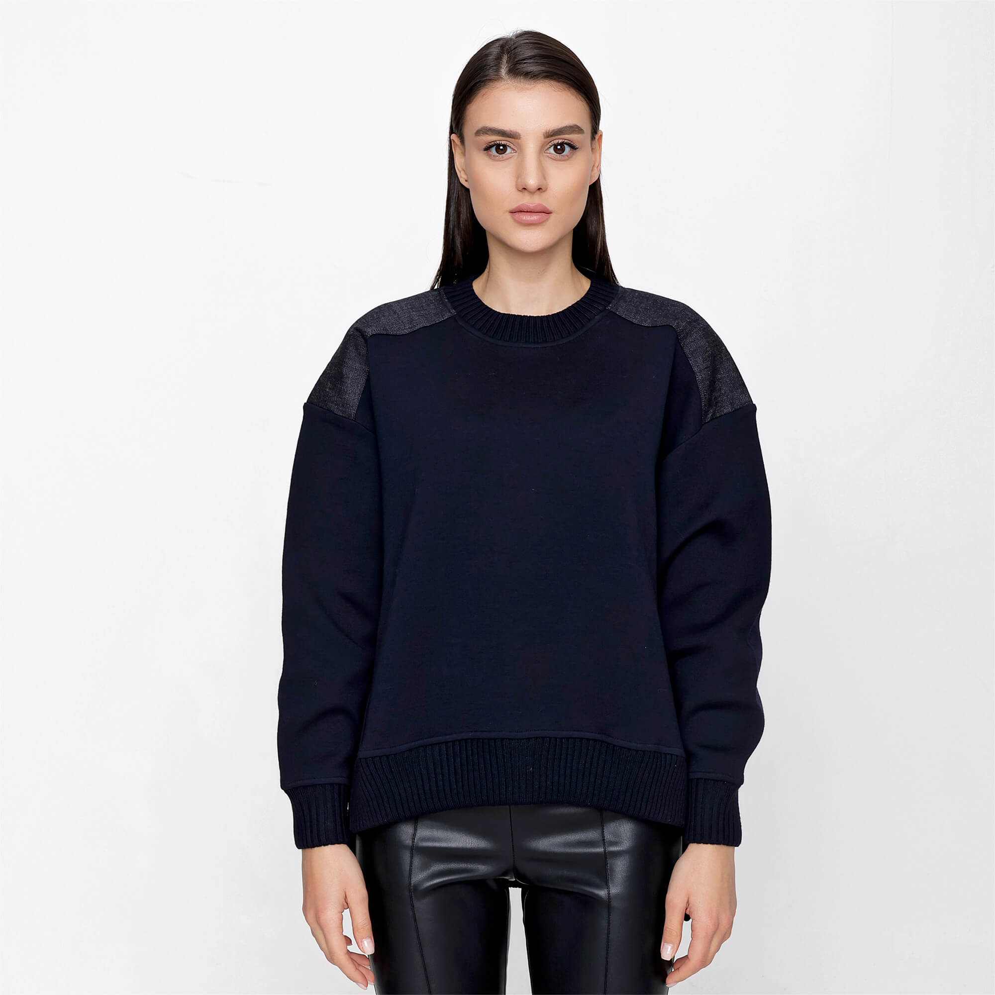 Moncler - Navy Wool Blend Zipped Sides Asymmetric Cut Maglia Girocollo Sweater